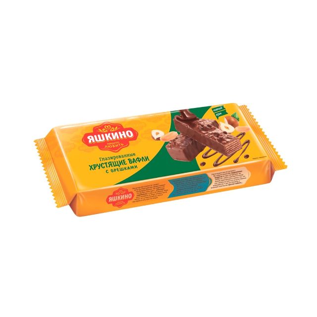 Wafers "Yashkino" (glazed, with nuts, 200g) 2