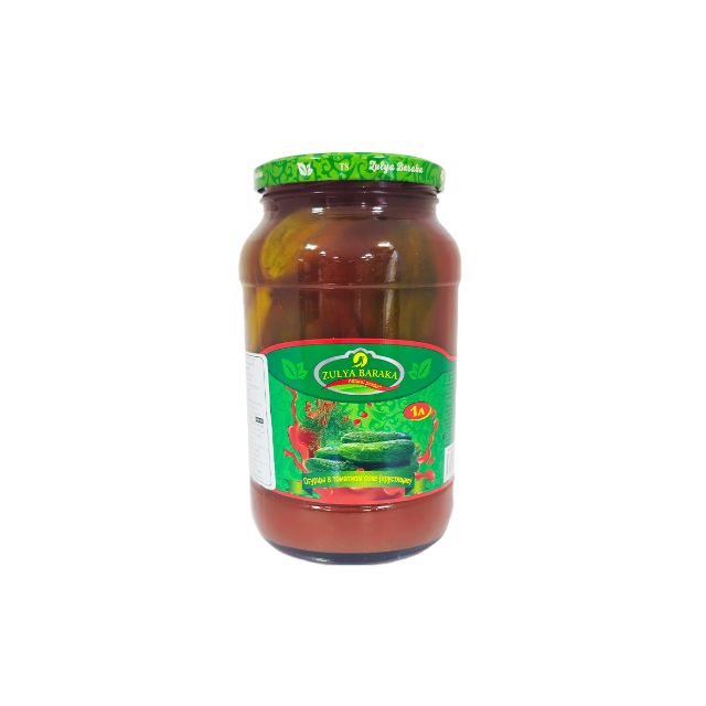 Pickled cucumbers in tomato juice "Zulya" (1L)